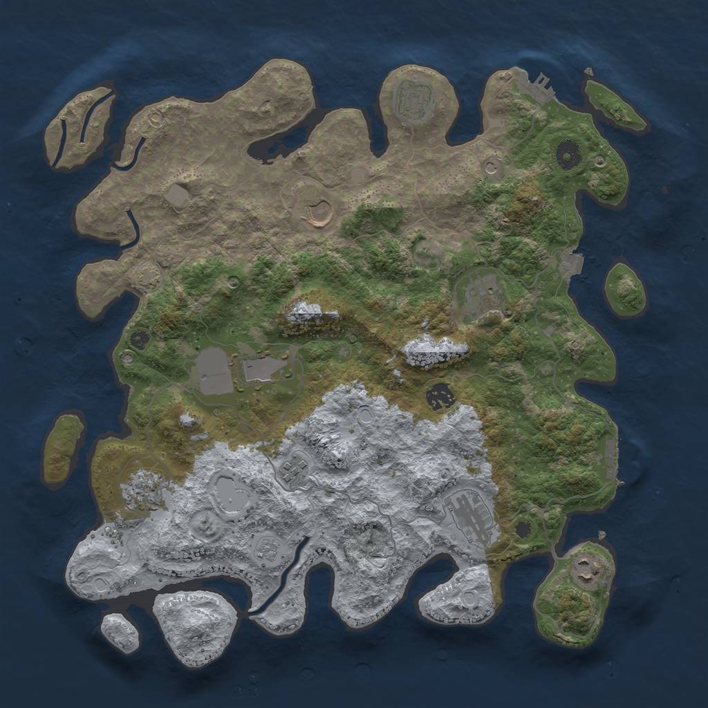 Rust Map: Procedural Map, Size: 3900, Seed: 68885804, 17 Monuments