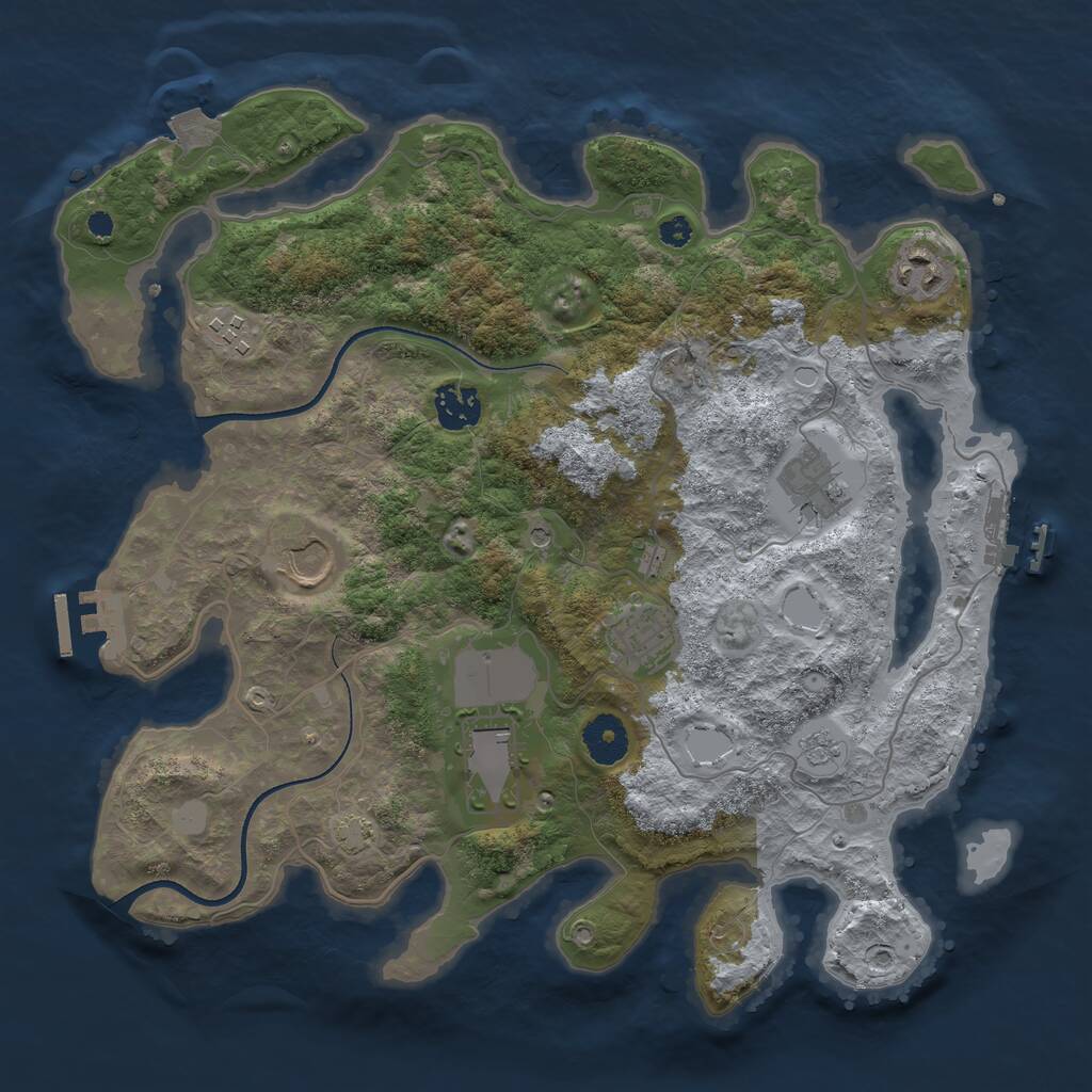 Rust Map: Procedural Map, Size: 3500, Seed: 1415043631, 13 Monuments