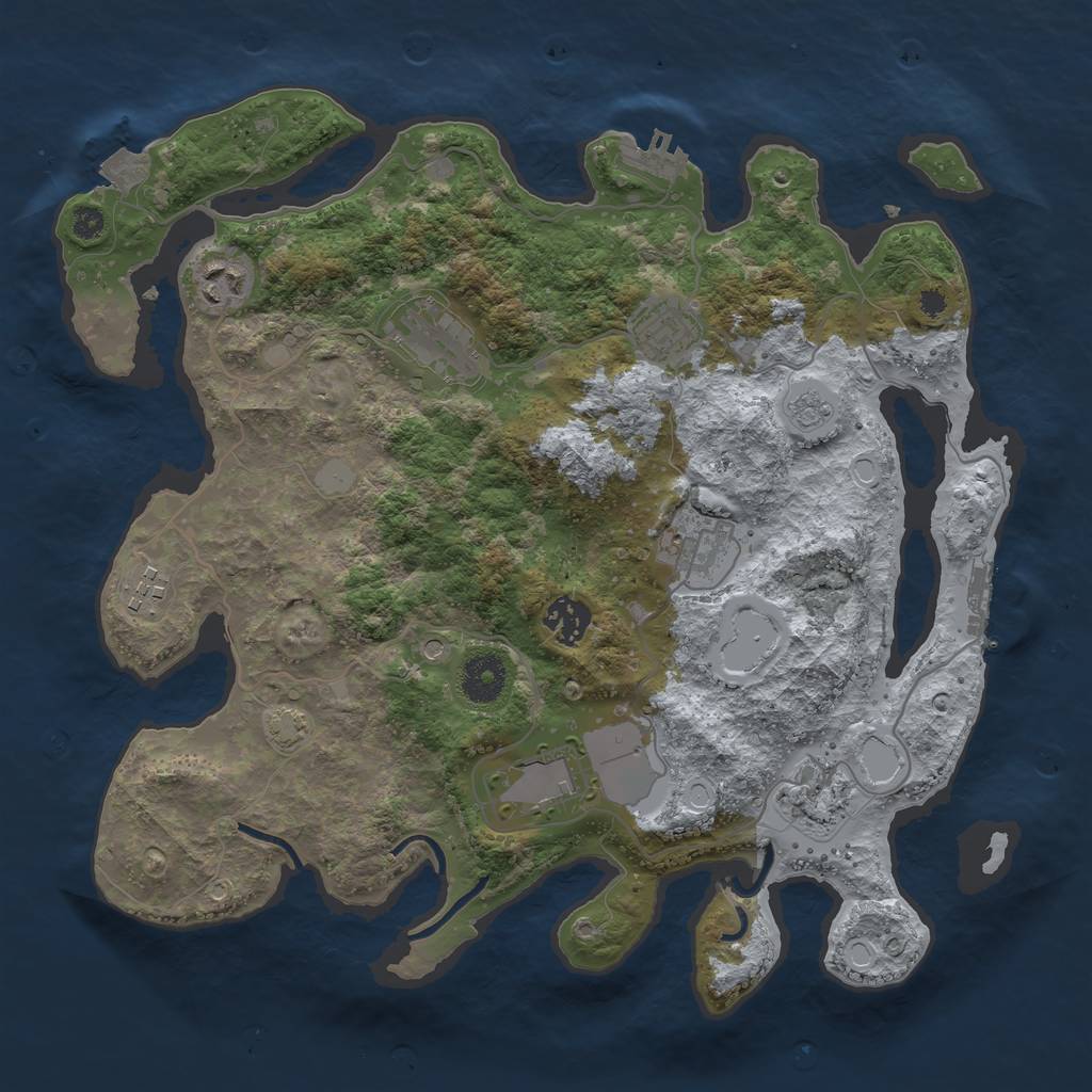 Rust Map: Procedural Map, Size: 3500, Seed: 1415043631, 16 Monuments