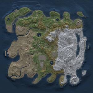 Thumbnail Rust Map: Procedural Map, Size: 3500, Seed: 1415043631, 13 Monuments