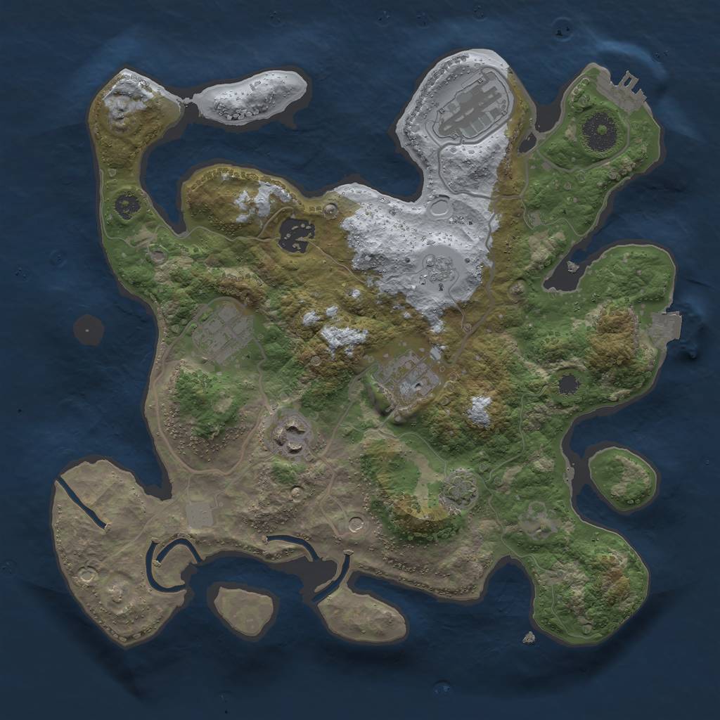 Rust Map: Procedural Map, Size: 3000, Seed: 19971, 12 Monuments