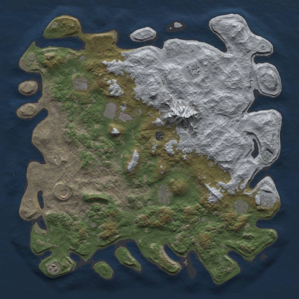 Rust Map: Barren, Size: 5000, Seed: 5000, 14 Monuments