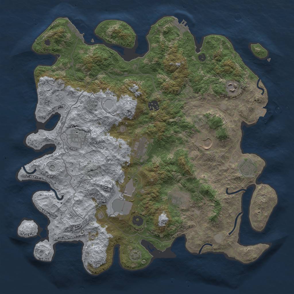 Rust Map: Procedural Map, Size: 4000, Seed: 468408880, 17 Monuments