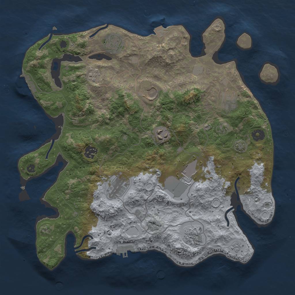 Rust Map: Procedural Map, Size: 3500, Seed: 724080419, 16 Monuments