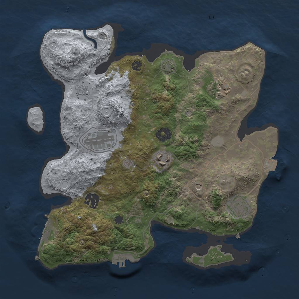 Rust Map: Procedural Map, Size: 3000, Seed: 2478, 13 Monuments