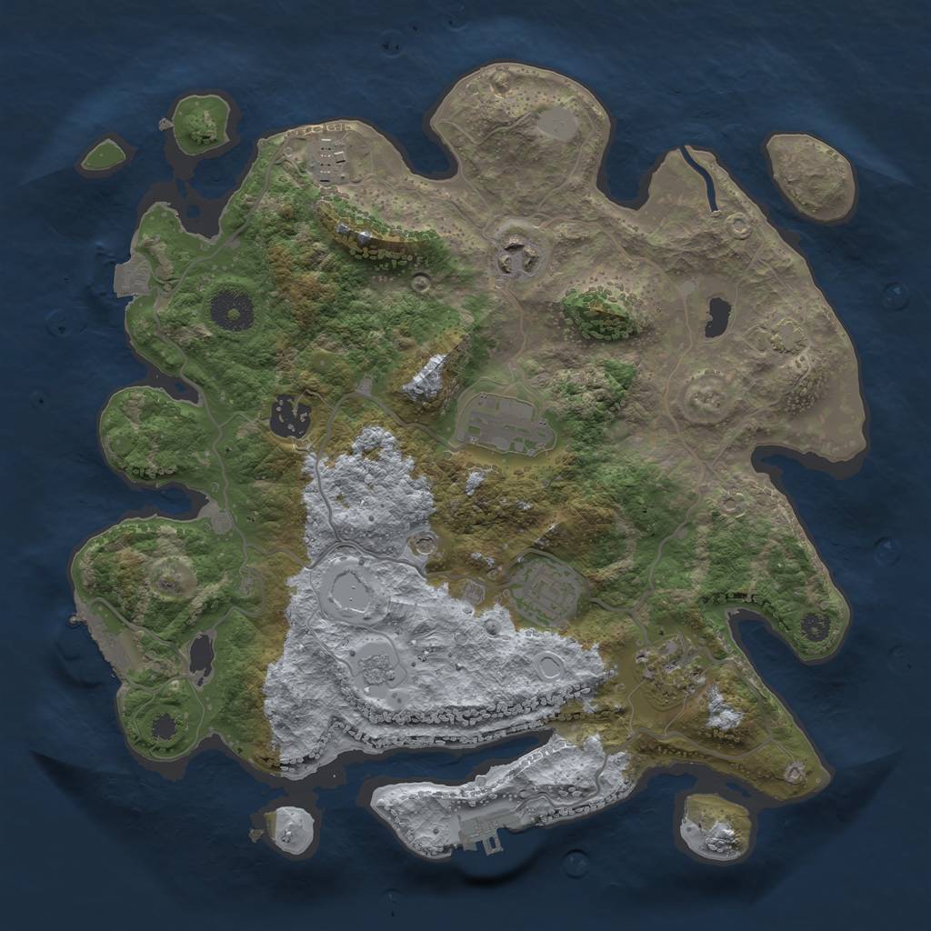 Rust Map: Procedural Map, Size: 3250, Seed: 18166, 14 Monuments