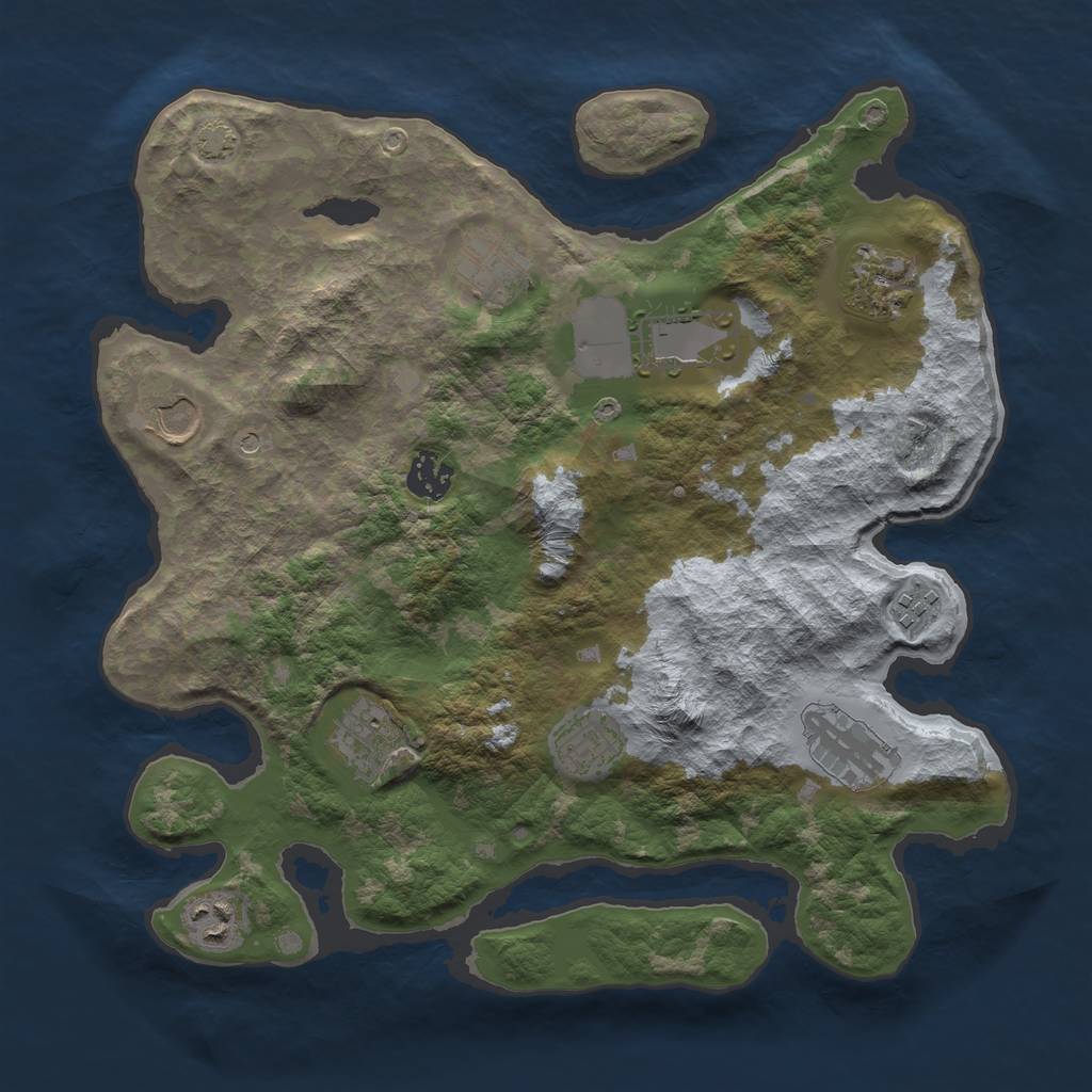 Rust Map: Barren, Size: 3500, Seed: 745594, 14 Monuments