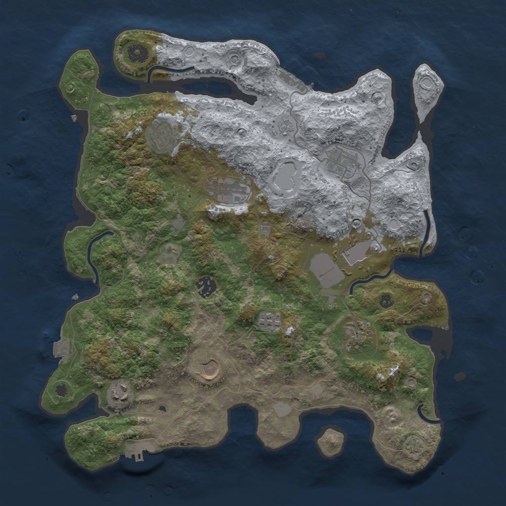 Rust Map: Procedural Map, Size: 3750, Seed: 78848925, 17 Monuments