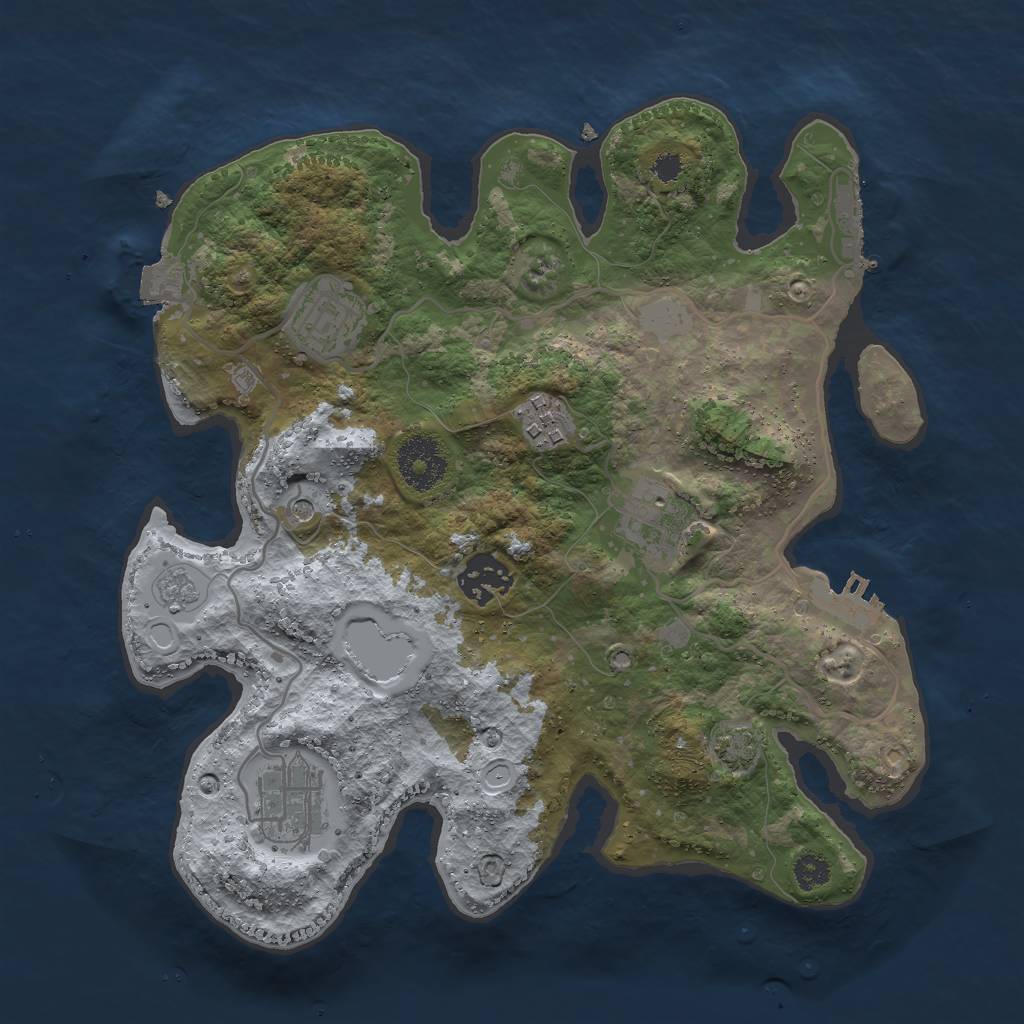 Rust Map: Procedural Map, Size: 3000, Seed: 1311083639, 13 Monuments