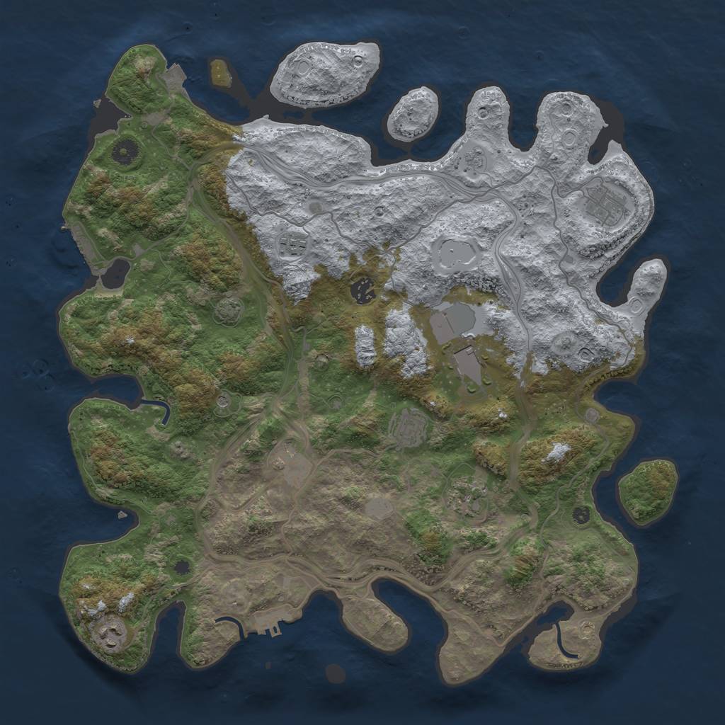 Rust Map: Procedural Map, Size: 4250, Seed: 1060493903, 16 Monuments