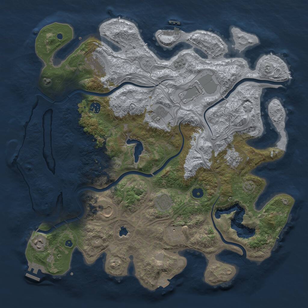 Rust Map: Procedural Map, Size: 4250, Seed: 472409846, 16 Monuments