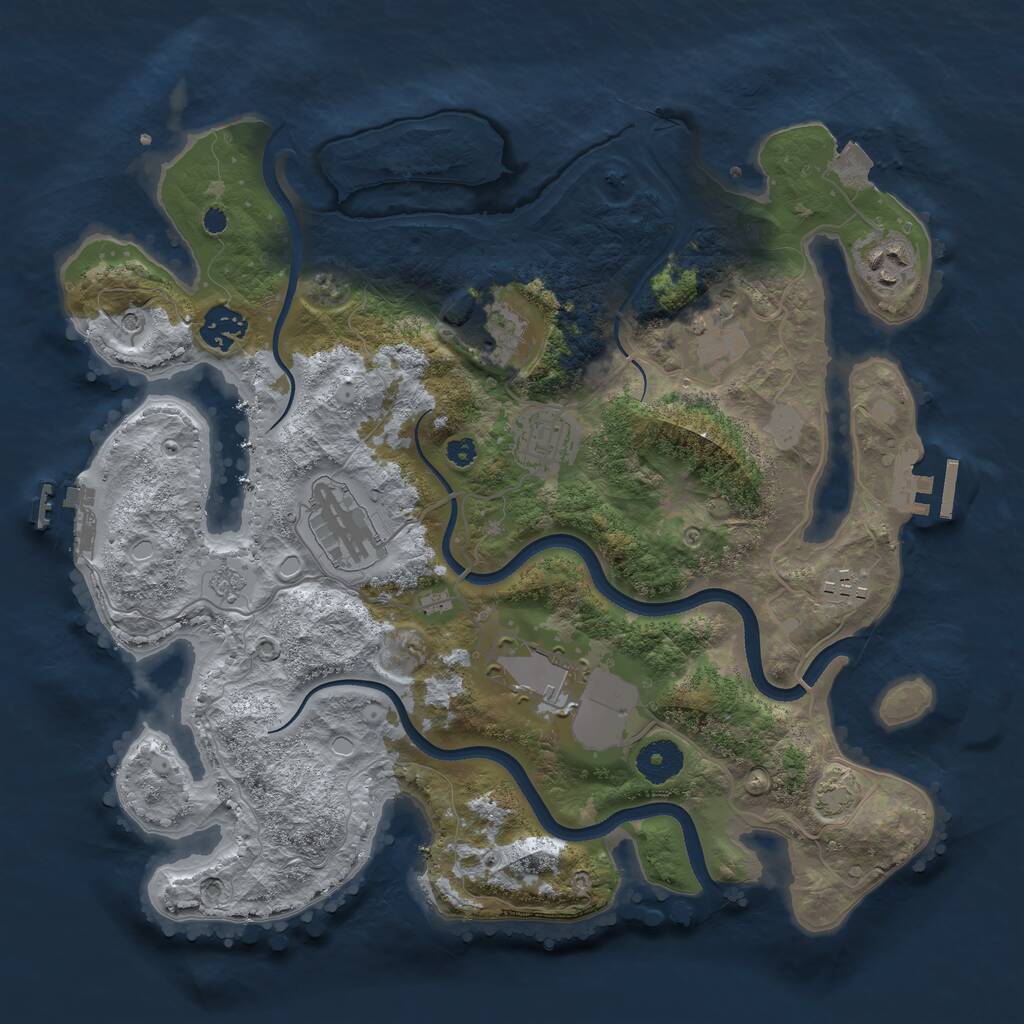 Rust Map: Procedural Map, Size: 3500, Seed: 627138894, 14 Monuments