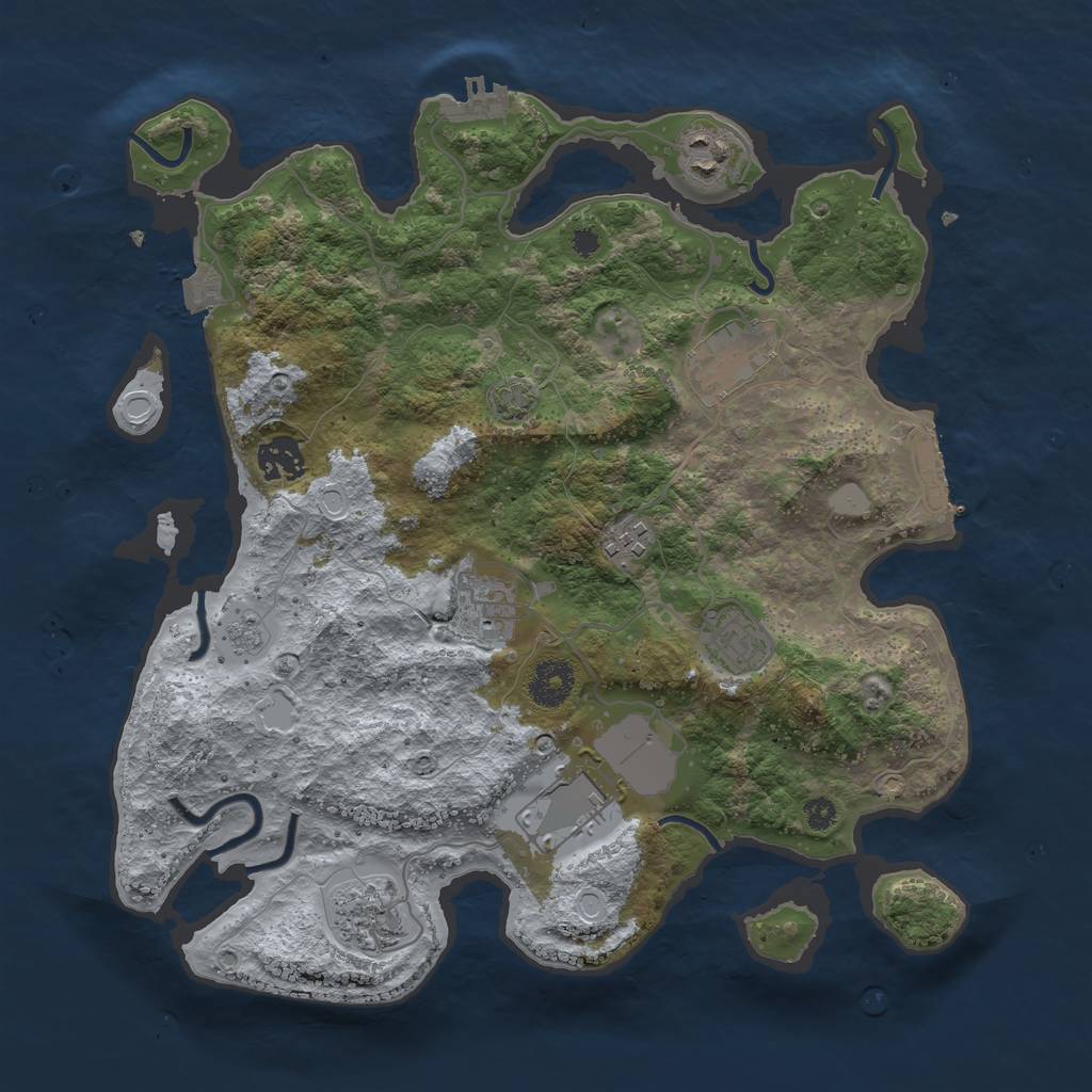 Rust Map: Procedural Map, Size: 3500, Seed: 70080375, 15 Monuments