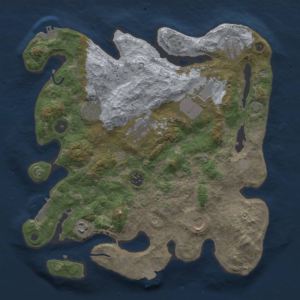 Rust Map: Procedural Map, Size: 3500, Seed: 1459795801, 16 Monuments