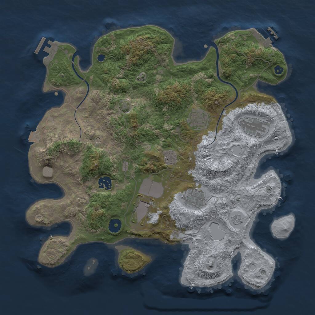 Rust Map: Procedural Map, Size: 3500, Seed: 2147483333, 12 Monuments
