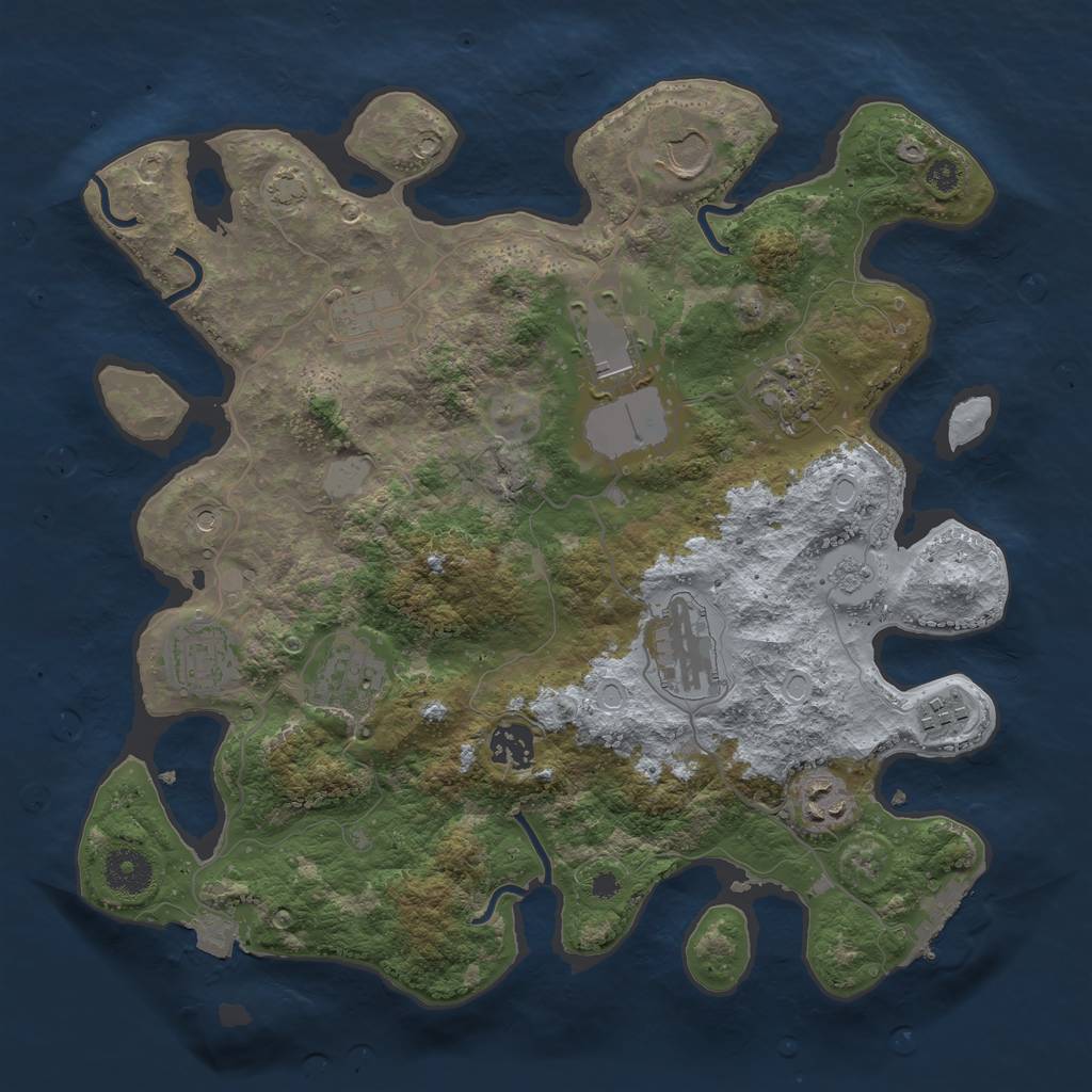 Rust Map: Procedural Map, Size: 3500, Seed: 1357805206, 17 Monuments