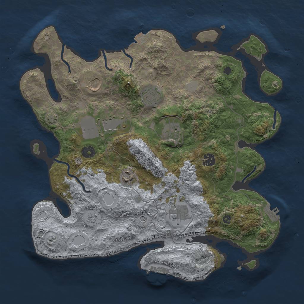 Rust Map: Procedural Map, Size: 3500, Seed: 1450458200, 15 Monuments