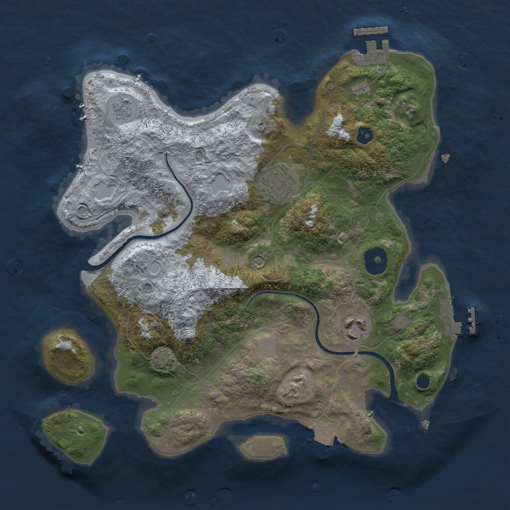 Rust Map: Procedural Map, Size: 3000, Seed: 1004128651, 8 Monuments