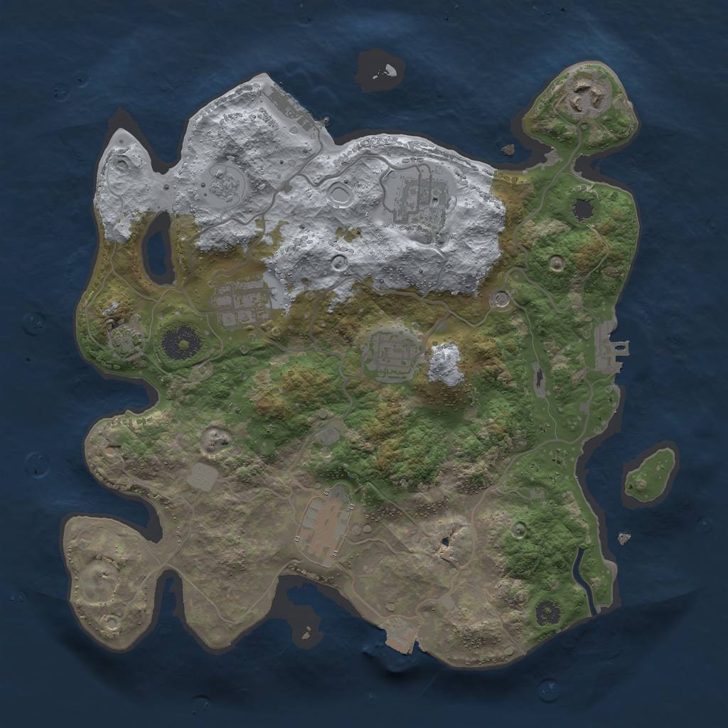 Rust Map: Procedural Map, Size: 3000, Seed: 594408589, 13 Monuments