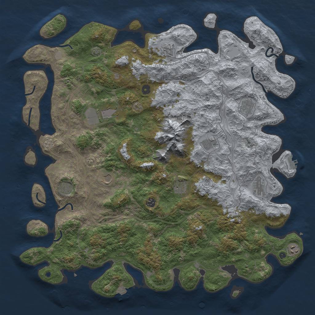 Rust Map: Procedural Map, Size: 5000, Seed: 50730, 18 Monuments