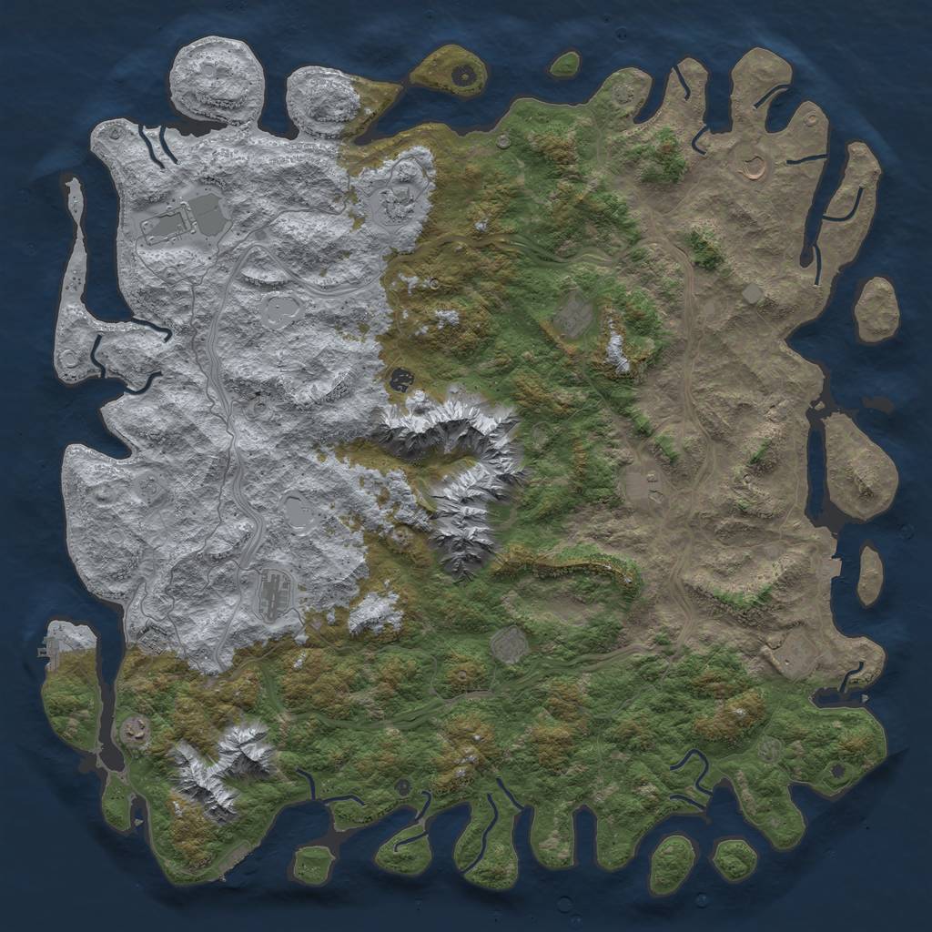Rust Map: Procedural Map, Size: 6000, Seed: 5567, 19 Monuments