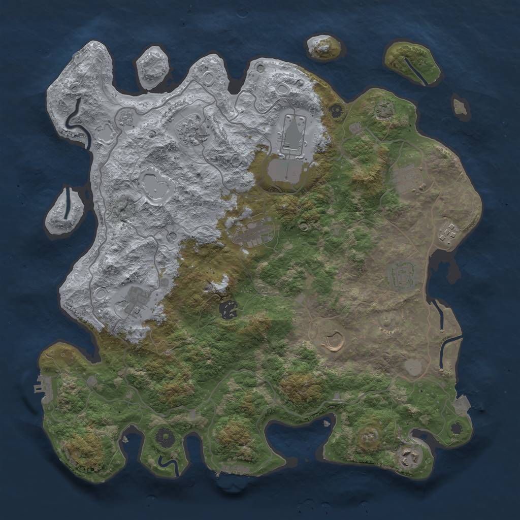Rust Map: Procedural Map, Size: 4000, Seed: 1866557755, 18 Monuments