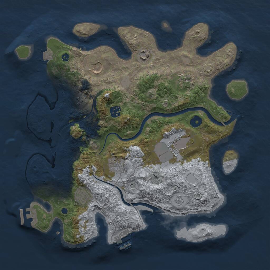 Rust Map: Procedural Map, Size: 3500, Seed: 1546635628, 14 Monuments
