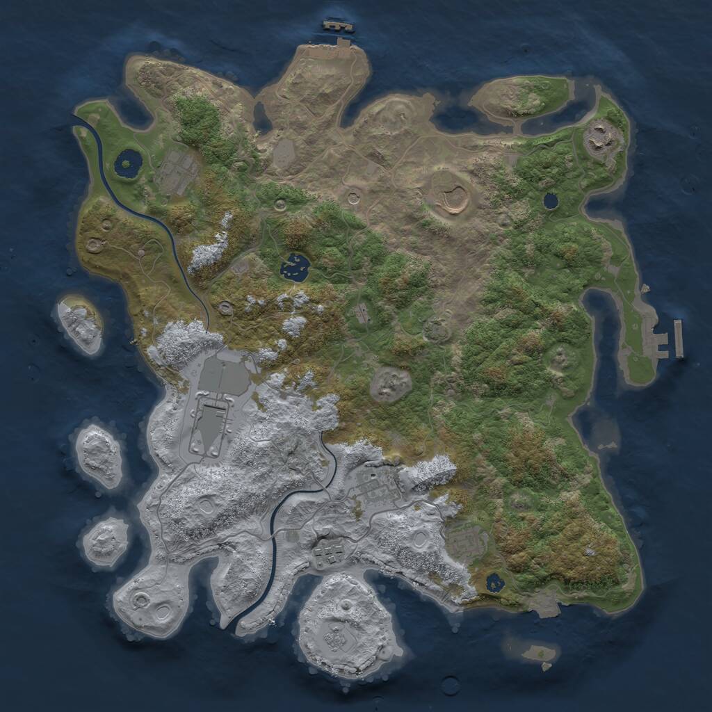 Rust Map: Procedural Map, Size: 3800, Seed: 45907145, 14 Monuments