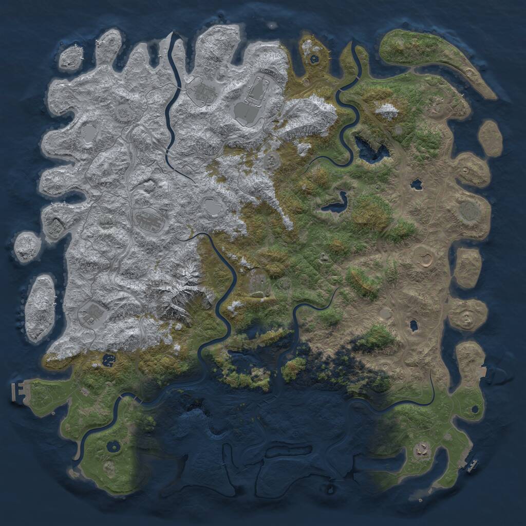 Rust Map: Procedural Map, Size: 6000, Seed: 49355635, 17 Monuments