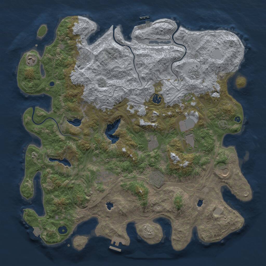 Rust Map: Procedural Map, Size: 4500, Seed: 643058925, 16 Monuments