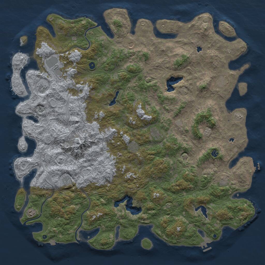 Rust Map: Procedural Map, Size: 6000, Seed: 1970076768, 17 Monuments