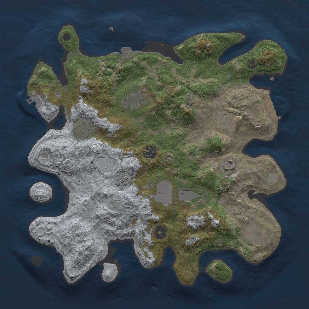 Rust Map: Procedural Map, Size: 3500, Seed: 667342469, 16 Monuments