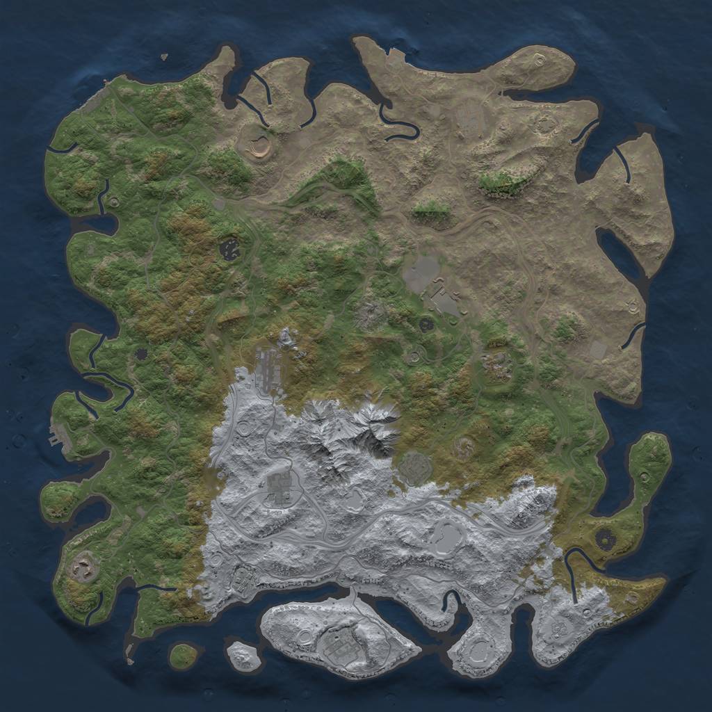 Rust Map: Procedural Map, Size: 5000, Seed: 840918111, 19 Monuments