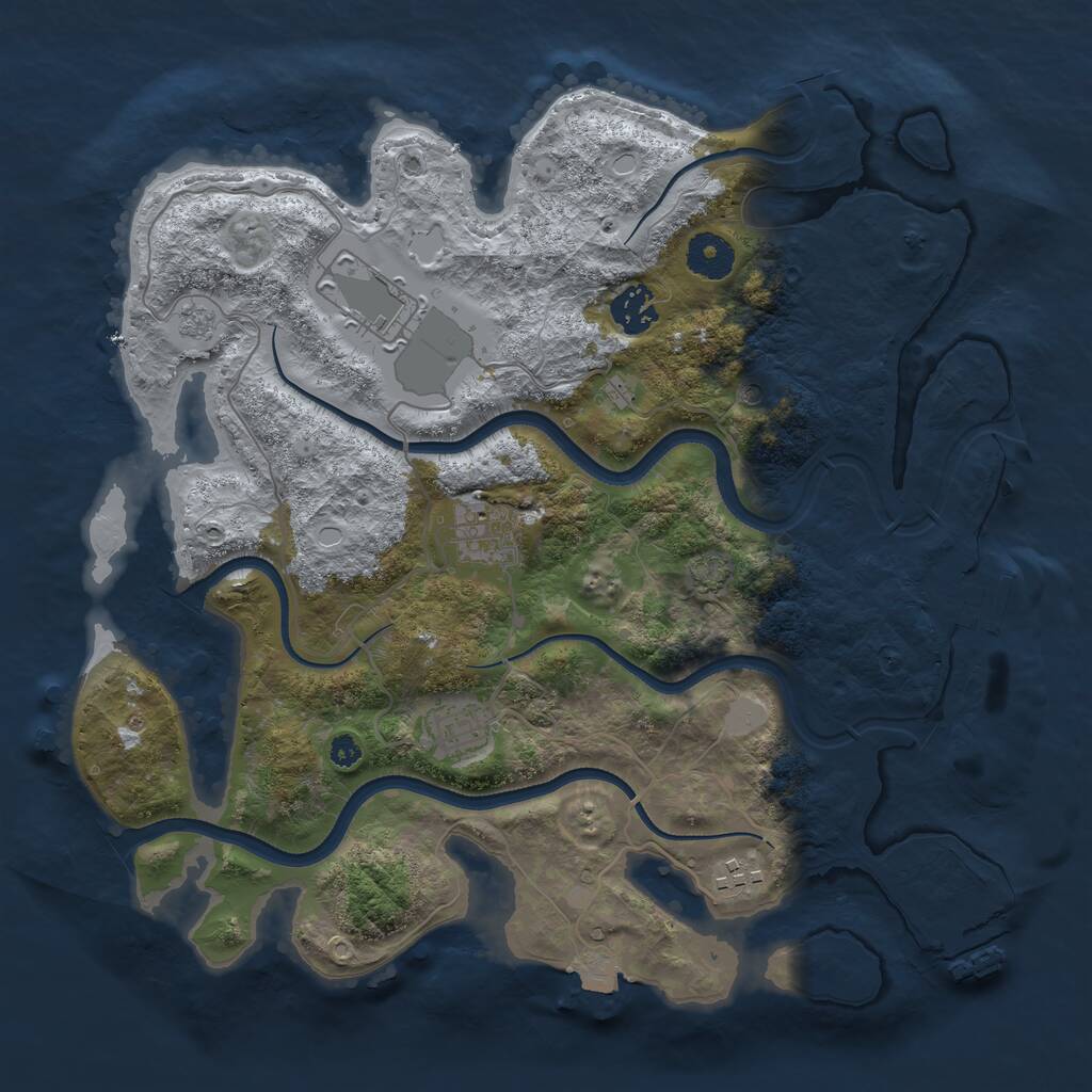 Rust Map: Procedural Map, Size: 3500, Seed: 1640451259, 11 Monuments