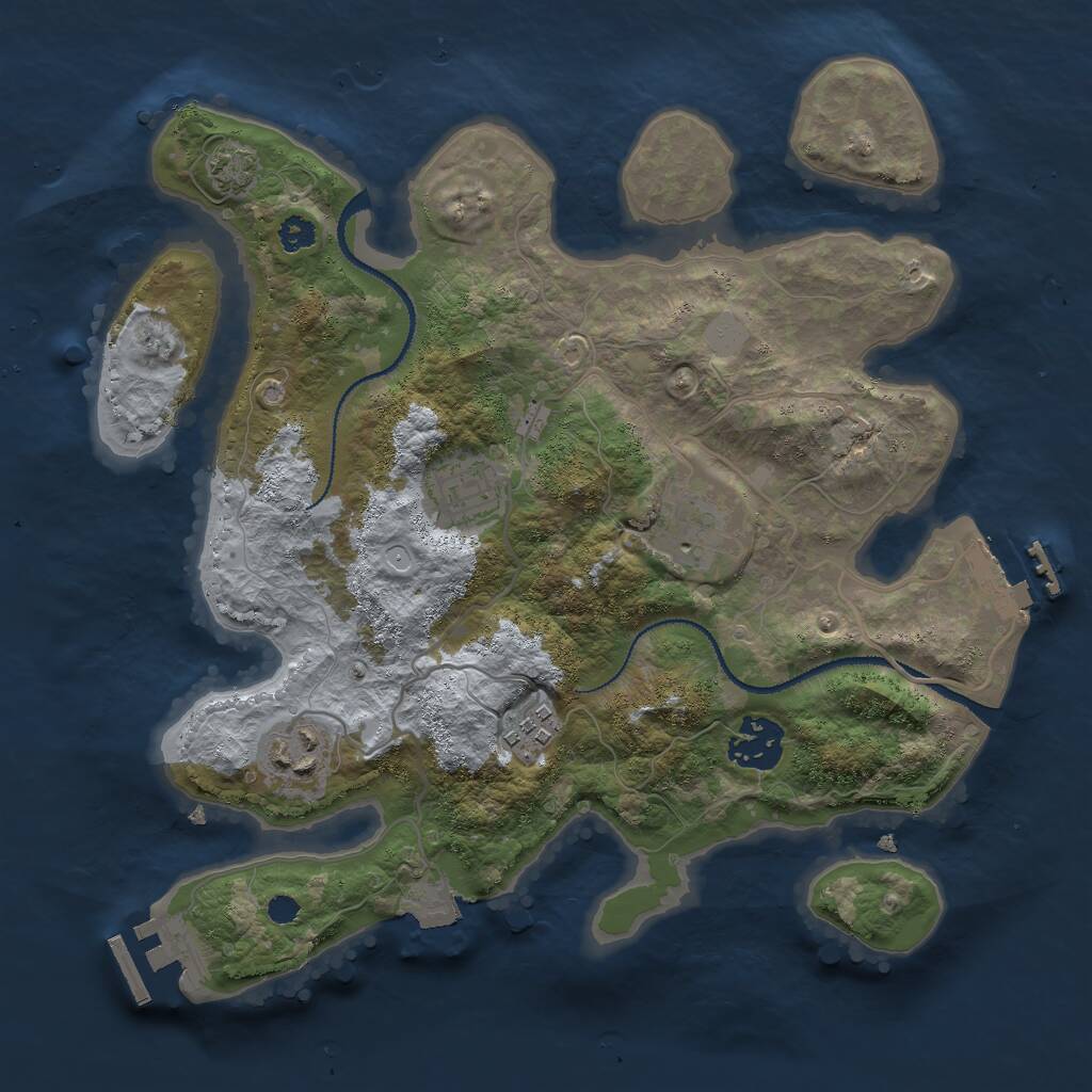 Rust Map: Procedural Map, Size: 3000, Seed: 24401, 9 Monuments