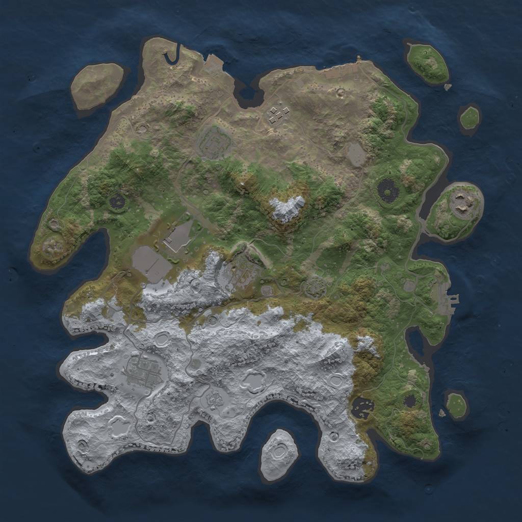 Rust Map: Procedural Map, Size: 3500, Seed: 1763334372, 15 Monuments