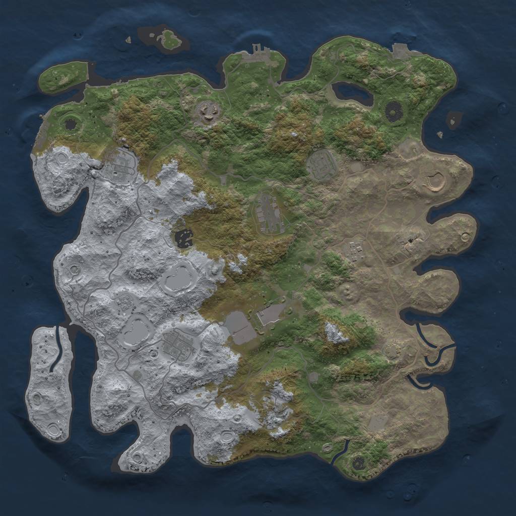 Rust Map: Procedural Map, Size: 4000, Seed: 20230715, 18 Monuments