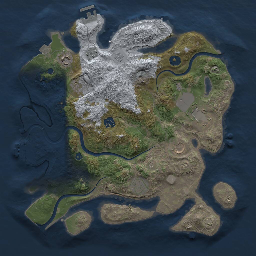 Rust Map: Procedural Map, Size: 3500, Seed: 608120974, 13 Monuments