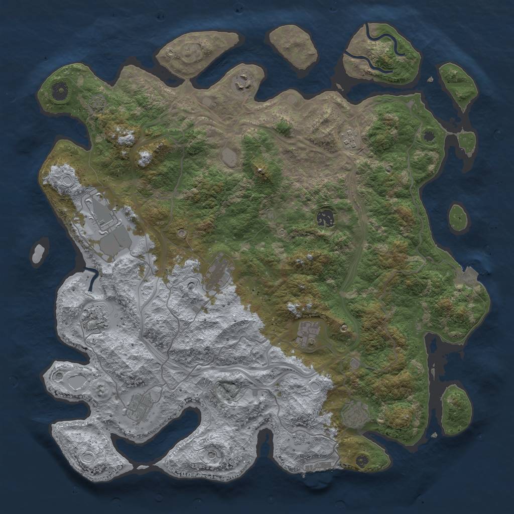 Rust Map: Procedural Map, Size: 4300, Seed: 622851447, 16 Monuments