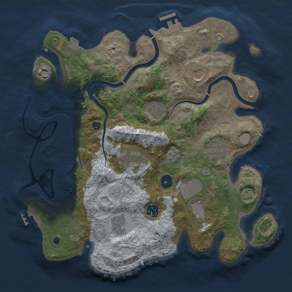 Rust Map: Procedural Map, Size: 3500, Seed: 61481386, 15 Monuments