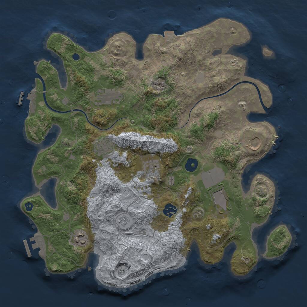 Rust Map: Procedural Map, Size: 3500, Seed: 61481386, 13 Monuments