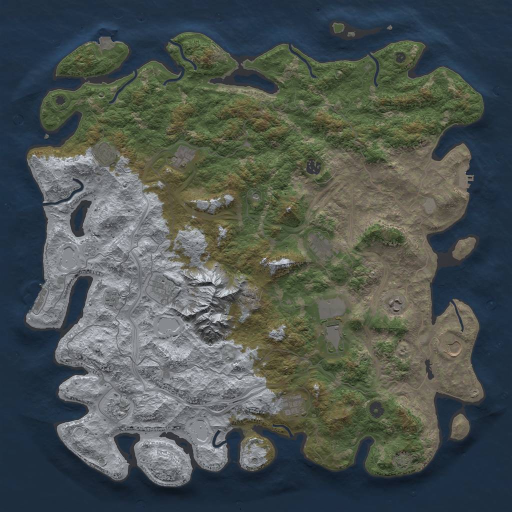 Rust Map: Procedural Map, Size: 5000, Seed: 1256414991, 19 Monuments