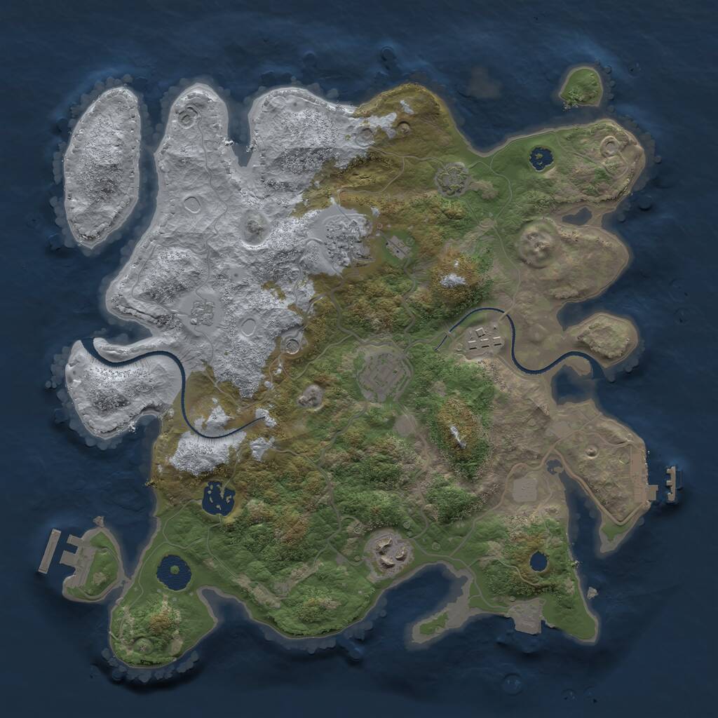 Rust Map: Procedural Map, Size: 3200, Seed: 49355635, 11 Monuments
