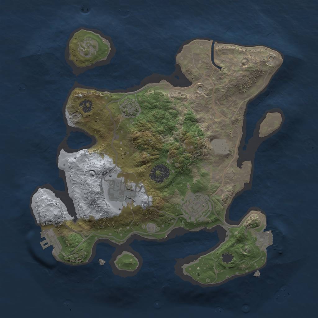 Rust Map: Procedural Map, Size: 2500, Seed: 2747, 7 Monuments
