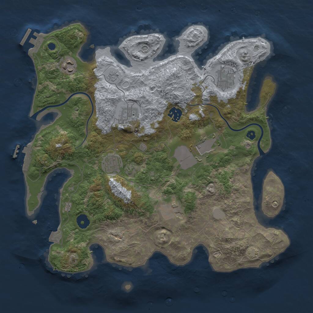 Rust Map: Procedural Map, Size: 3500, Seed: 1859196971, 13 Monuments