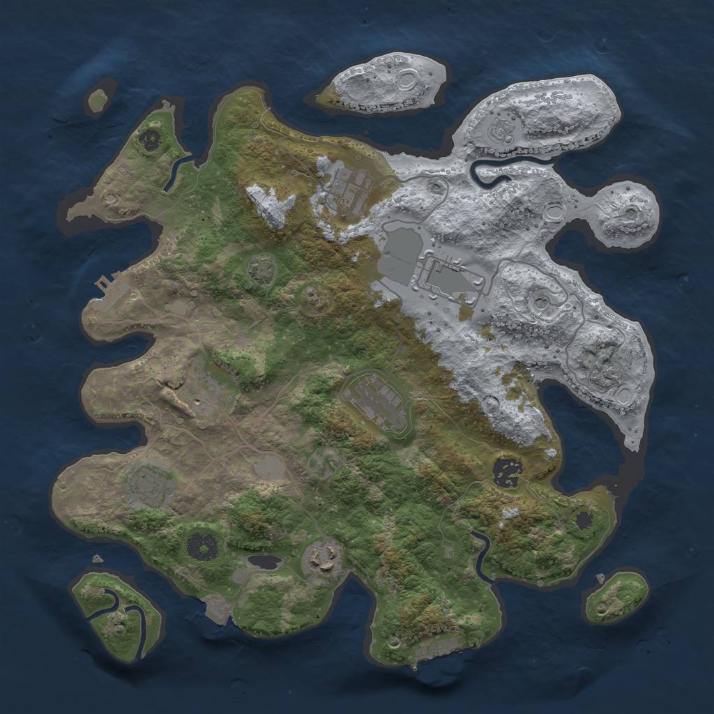 Rust Map: Procedural Map, Size: 3500, Seed: 124263590, 15 Monuments