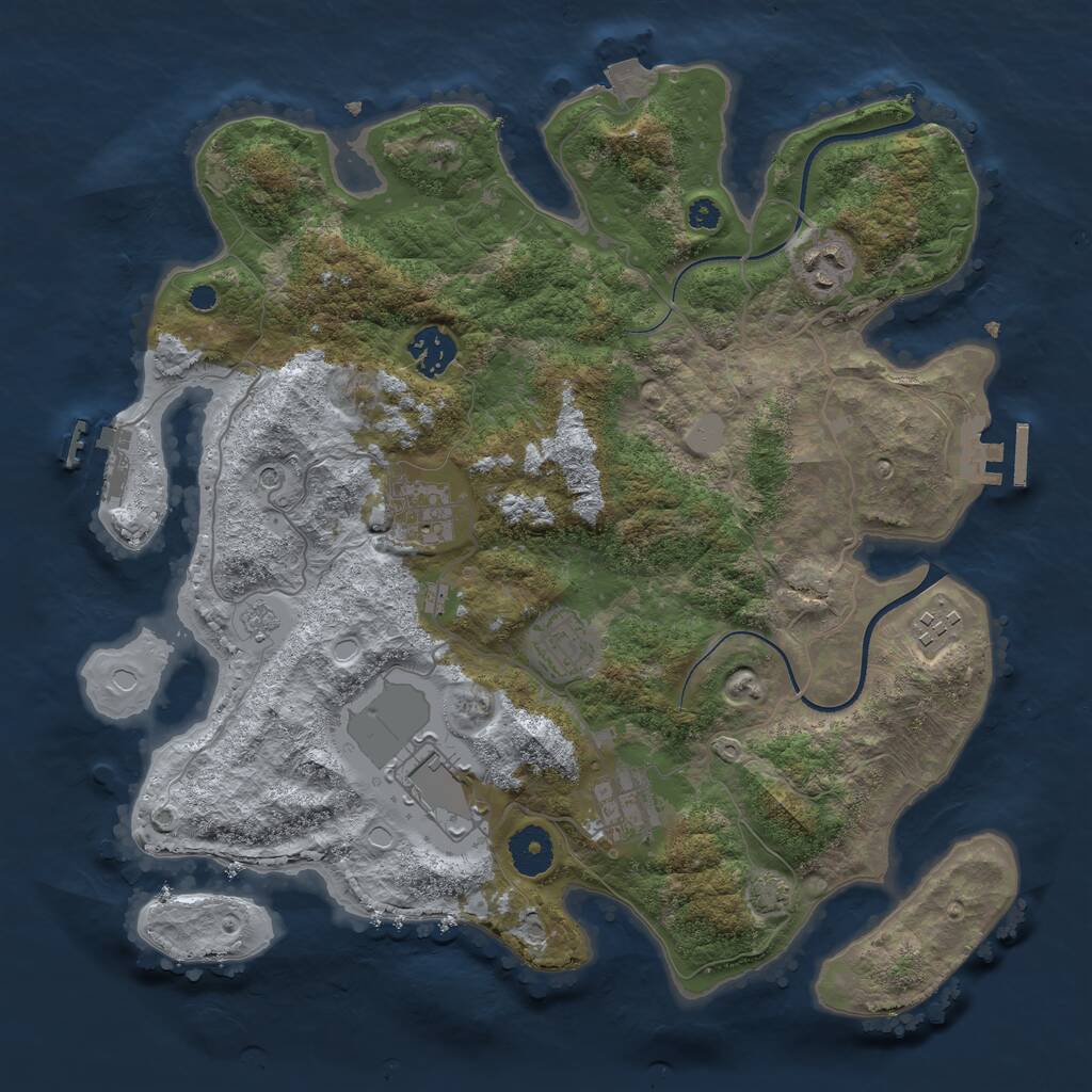 Rust Map: Procedural Map, Size: 3500, Seed: 151939691, 13 Monuments