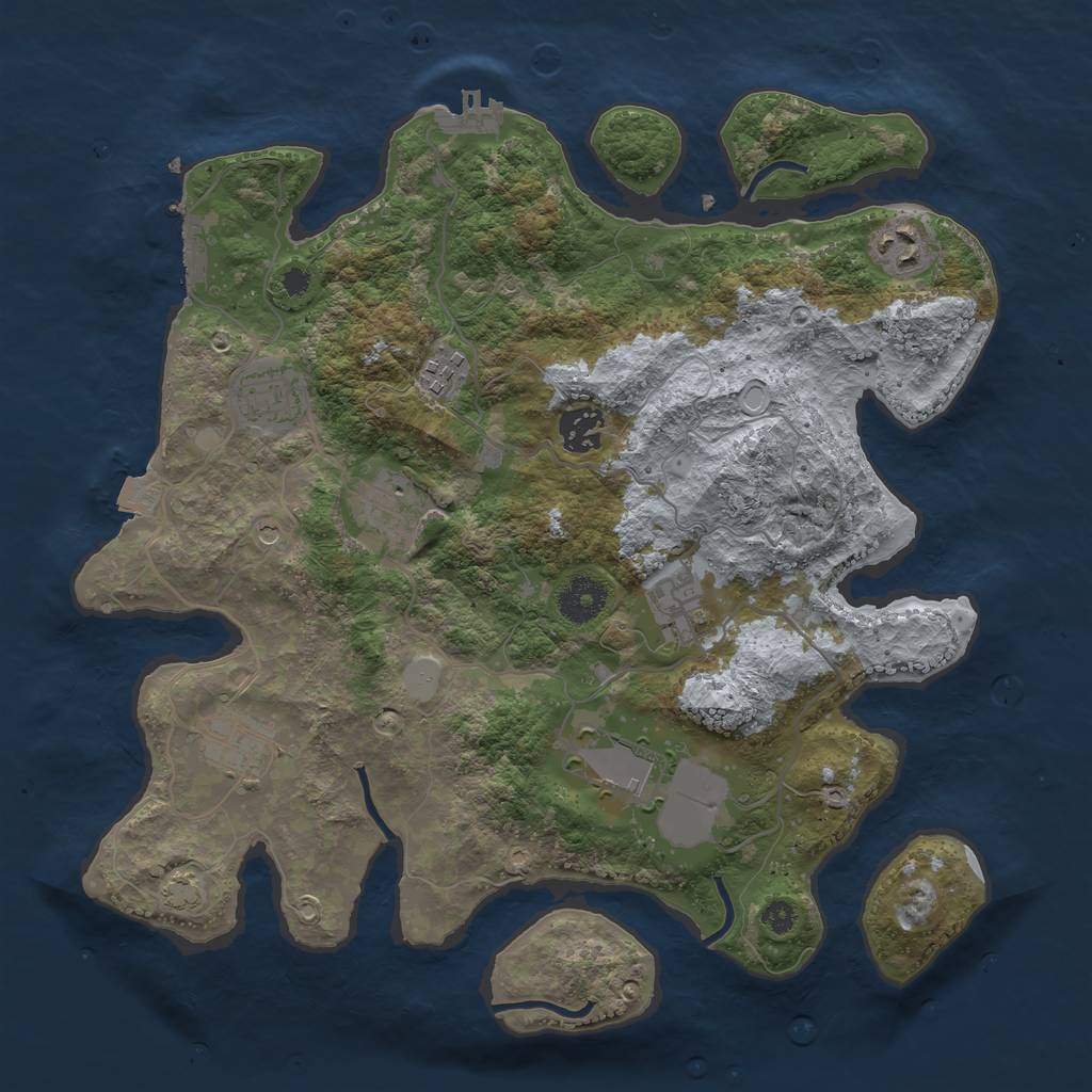 Rust Map: Procedural Map, Size: 3500, Seed: 1029457036, 15 Monuments