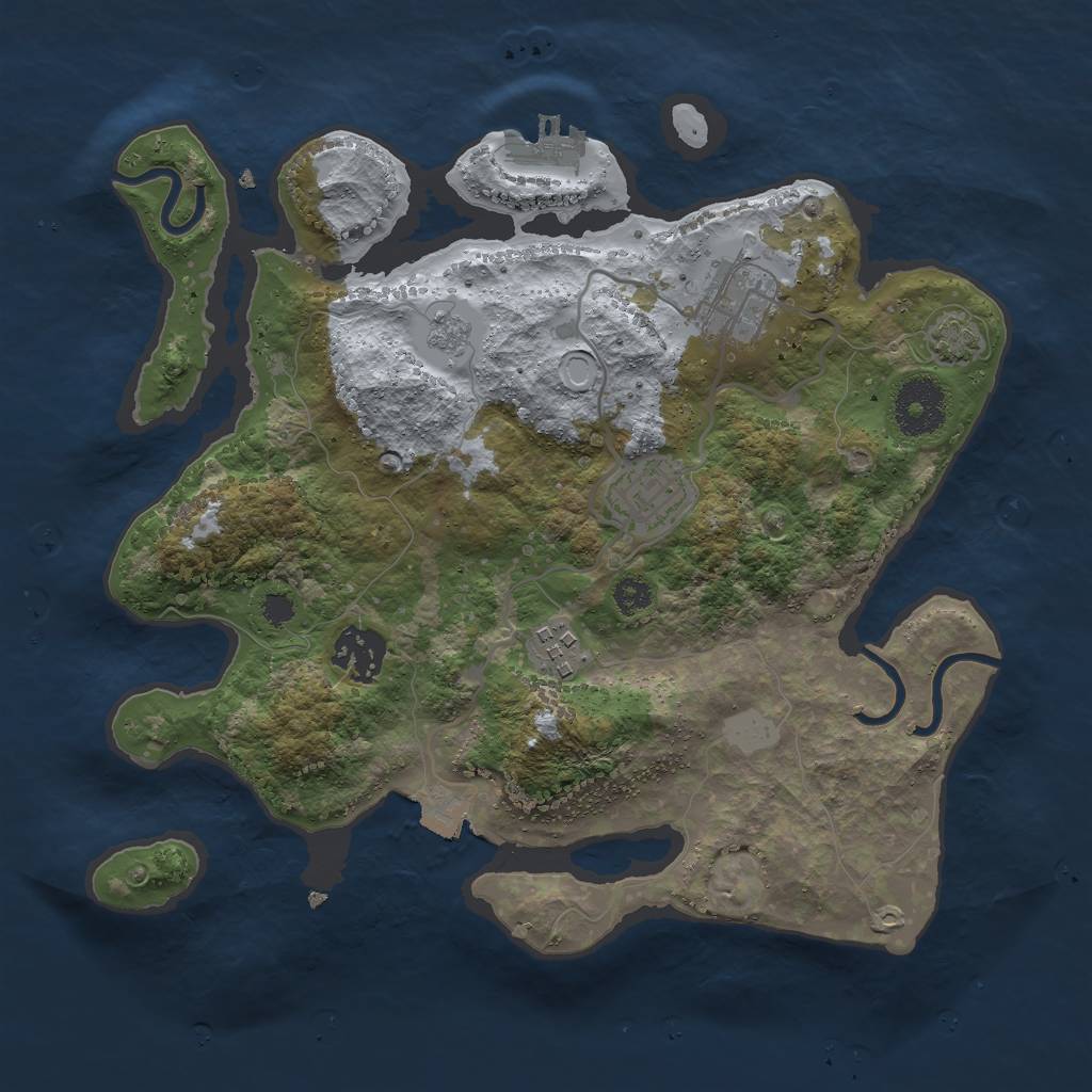 Rust Map: Procedural Map, Size: 3000, Seed: 61618, 10 Monuments