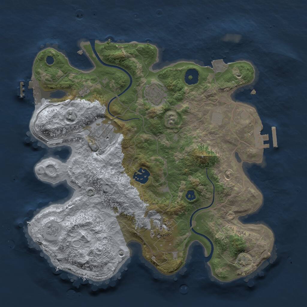 Rust Map: Procedural Map, Size: 3000, Seed: 64929654, 9 Monuments